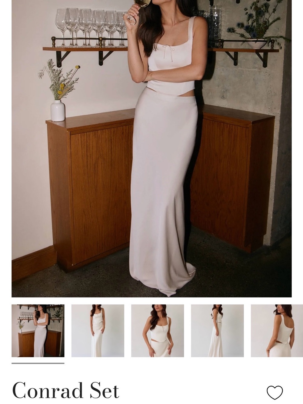 Park & Fifth Cream Two-Piece Maxi Skirt Set with Crop Top